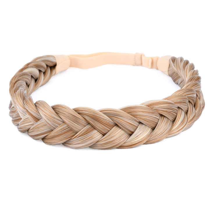 Diguan 2 Strands Synthetic Hair Braided Headband Classic Chunky Plaited Braids Elastic Stretch Hairpiece Women Girl Beauty Accessory 54G