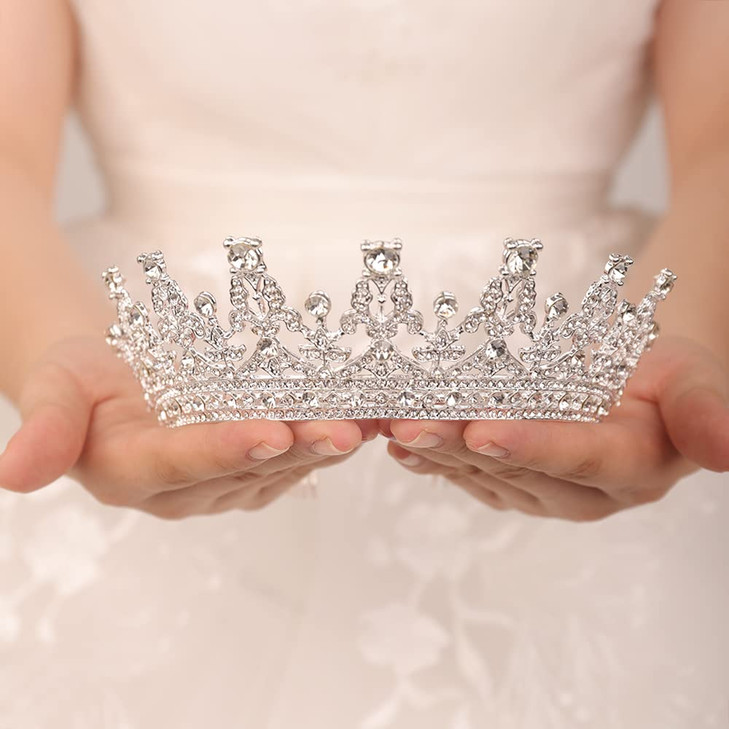 JWICOS Women Gold Tiara Crown with Comb Bridal Rhinestone Wedding Hair Accessories for Brides and Bridesmaid Crystal Birthday Tiara Halloween Costume