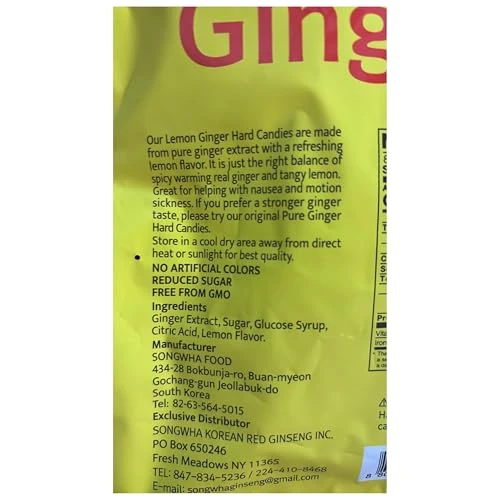 Songwha Lemon Ginger Hard Candies 3.5 Ounce Pack Of 3