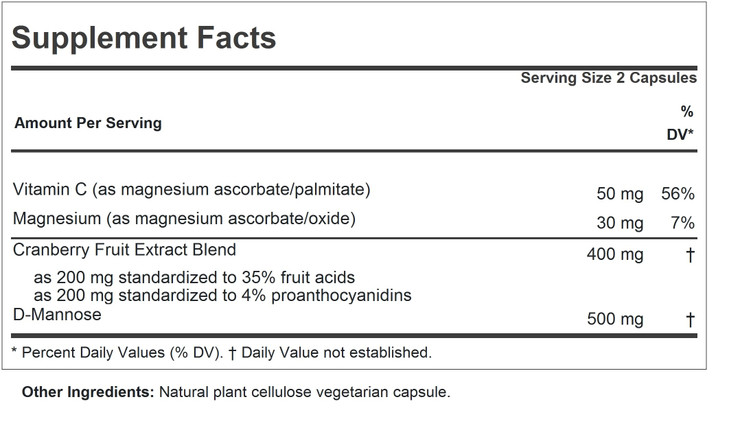 ANDREW LESSMAN Cranberry with D-Mannose - 30 Capsules - Supports Bladder, Kidney and Urinary Tract Health. High Potency Standardized Cranberry Concen