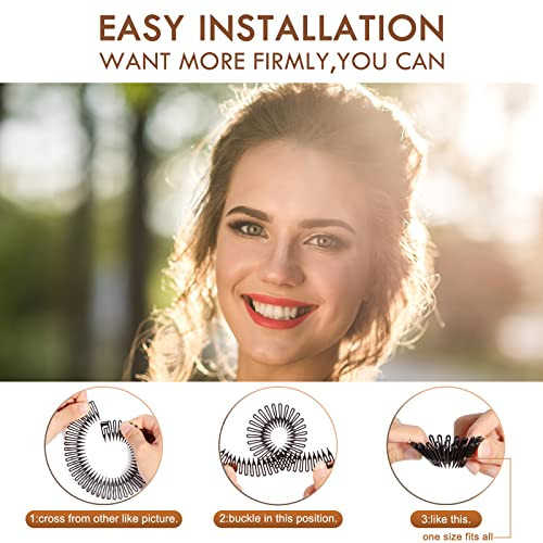 Tuiser 3Pieces Flexible Plastic Circular Stretch Hair Combs Headband Hairband Holder For Women Girls
