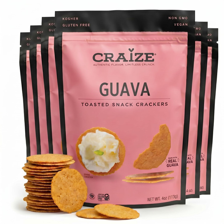 Craize Guava Crisps Gluten Free Vegan Kosher Toasted Corn Crackers 6 Pack 4 Oz Each