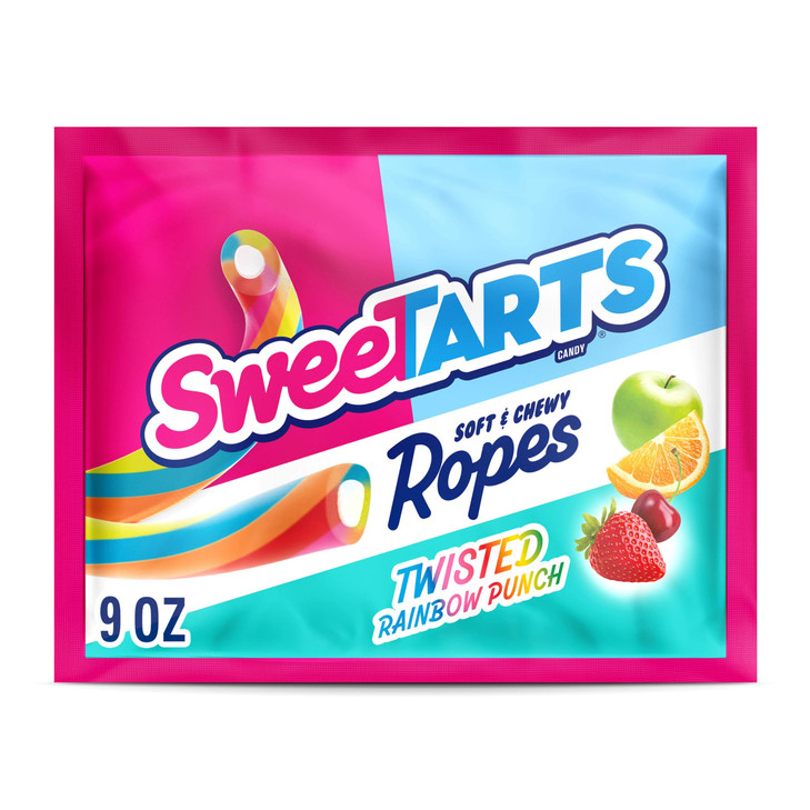 Sweetarts Ropes Twisted Rainbow Punch Candy Soft And Chewy 9 Oz