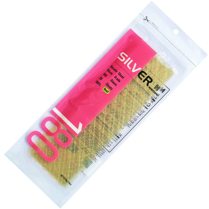 Haodong Beef Silver Leaf Gelatin Sheets 180 Bloom 20 Sheets 50G Gelatin Leaves For Baking And Cooking Mirror Glaze Dessert Jellies Mousse