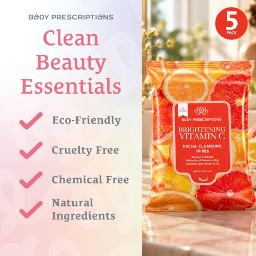 Body Prescriptions Makeup Remover Wipes Bulk Pack Gentle Cleansing Wipes For Easy Makeup Removal Mint Rosehip Vitamin C Lavender And Coconut