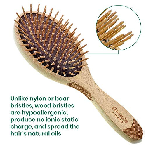 Giorgio Eco Friendly Wooden Bristle Hairbrush Large Detangling Brush And Hair Growth Brush For Thick Or Long Hair Oval Paddle Hair Brush