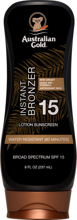 Australian Gold Sunscreen Lotion With Instant Bronzer Spf 15 8 Ounce Broad Spectrum Water Resistant Non Greasy Spf 15 8 Fl Oz Pack Of 1