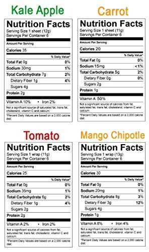 Apple Kale And Mango Chipotle Sandwich Wraps Four Pack Variety Pack Of Plant Based Gluten Free Low Carb Wraps Vegan Non Gmo Paleo Tortilla