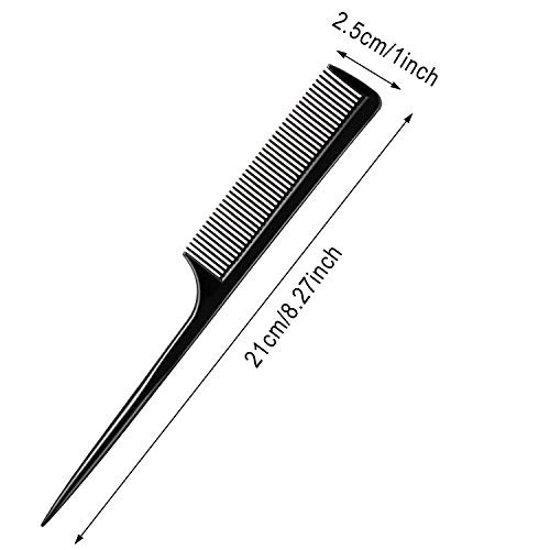 12 Pack Rat Tail Comb Fine Tooth Hair Comb For Men And Women Black