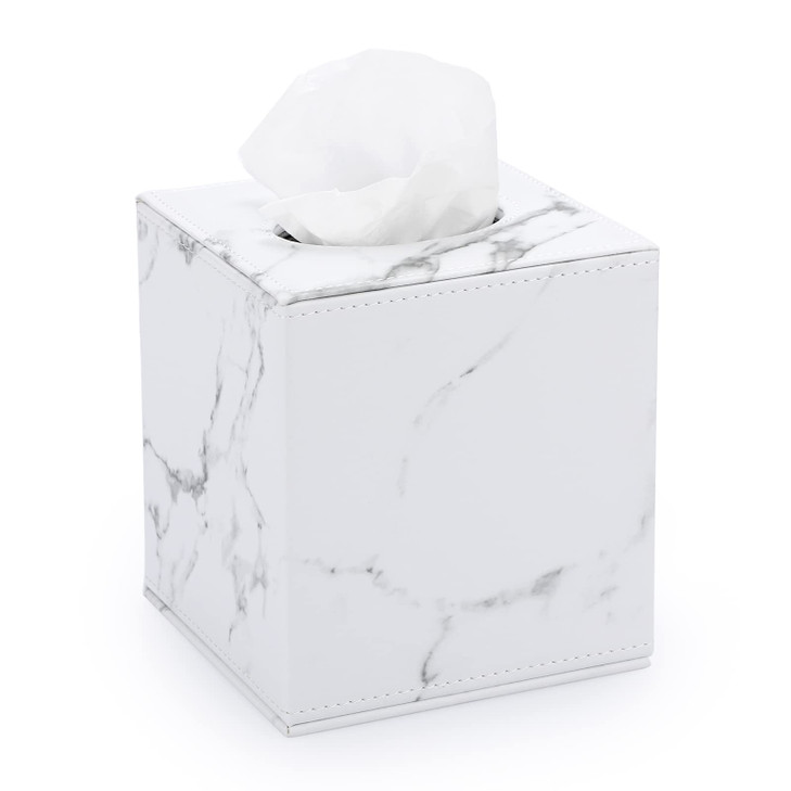 Sumnacon Square Tissue Box Cover With Magnetic Bottom Pu Tissue Box Holder