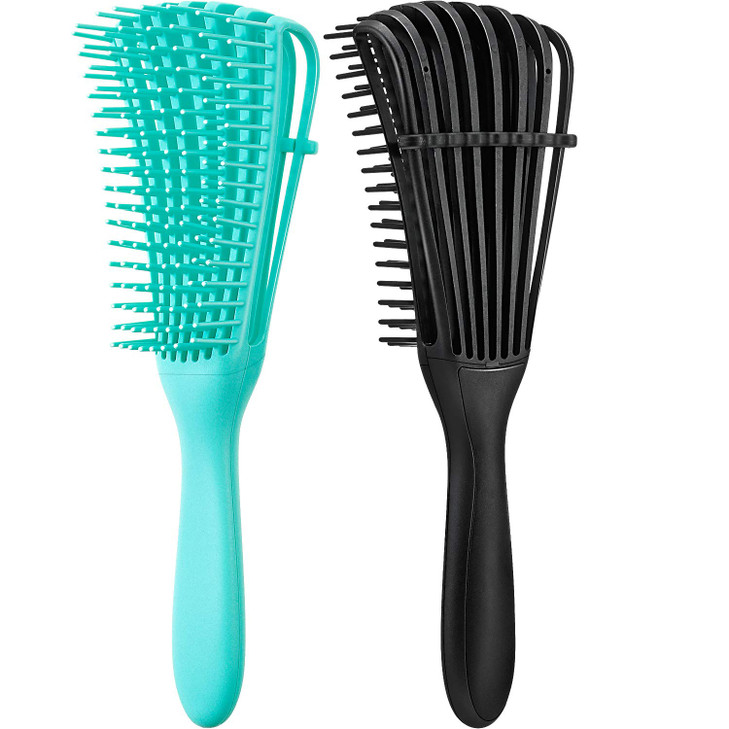 Boao 2 Pcs Detangling Brush Afro Curly Coily Hair Black Green