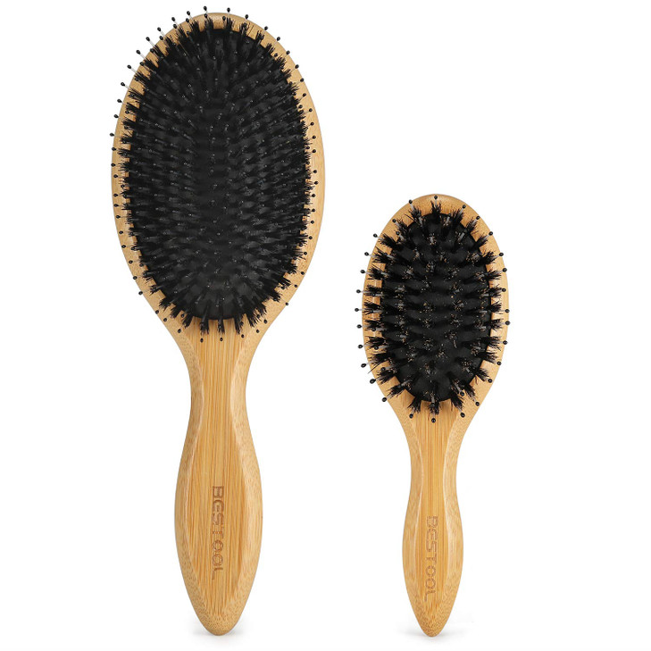 Bestool Hair Brush Regular And Small Boar Bristle Hair Brushes For Women Men Kids Thick Fine Curly Hair Hairbrush For Detangling Soften And