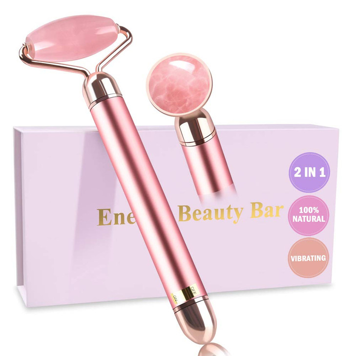 Zs Zeshin Upgrade 2 In 1 Vibrating Jade Facial Massager Roller For Face