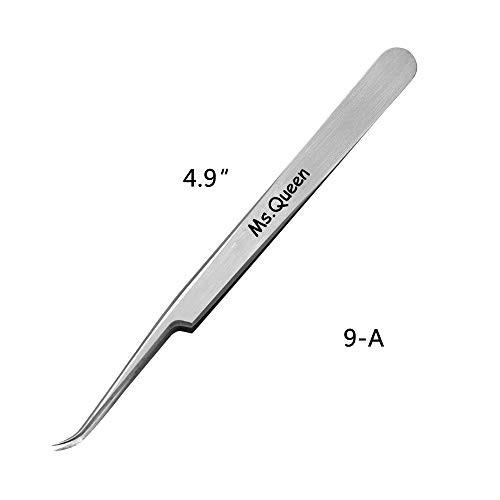 Ms.Queen Eyelash Extension Tweezers Professional Curved Pointed Isolation Tweezers For Classic Individual Volume Mink Lash Extensions