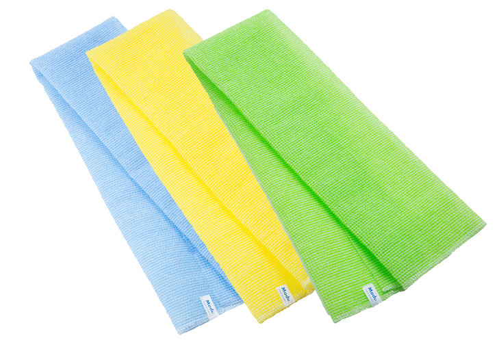 Modu 3 Pcs Long Exfoliating Washcloth African Bath Net Sponge Loofah Japanese Washcloth Body And Back Scrubber For Shower Deep Cleansing Sky