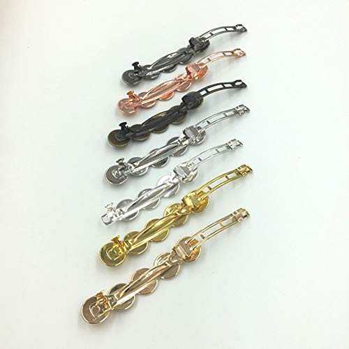10 Pieces Metal Hair Clips With Round Tray Bases Fit 12Mm Hair Clip Cabochon Settings Silver Barrettes With Blank Trays For Diy Hair