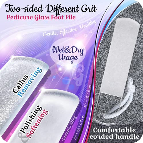 Genuine Czech Glass Foot File Two Sided Different Grit Surface Gentle Callus Remover Pedicure And Spa Rough Skin Scrubber Professional