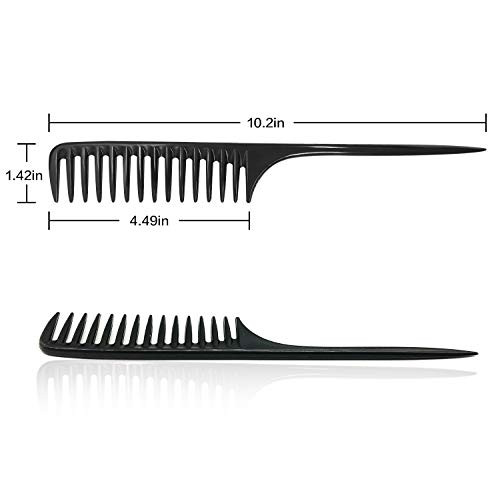 Wapodeai Wide Tooth Comb Detangling Hair Brush Black