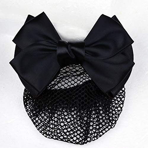 2 Pcs Bowknot Hair Snood Net Barrette Bun Cover Bow Hair Clip Xmas Gifts For Women Lady
