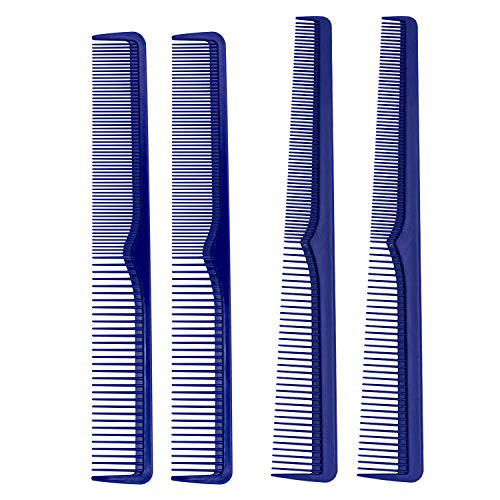 Johnny B. Professional 4 Pack Carbon Cutting And Styling Combs For Barbers At Home Use Blue