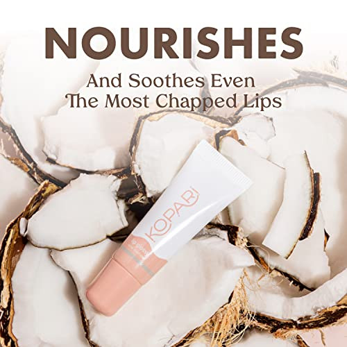 Kopari Coconut Lip Glossy Nude Tint Birthday Suit Vegan Hydrating Moisturizing Lip Oil Vitamin E Shea Butter Long Wear High Shine Non Sticky