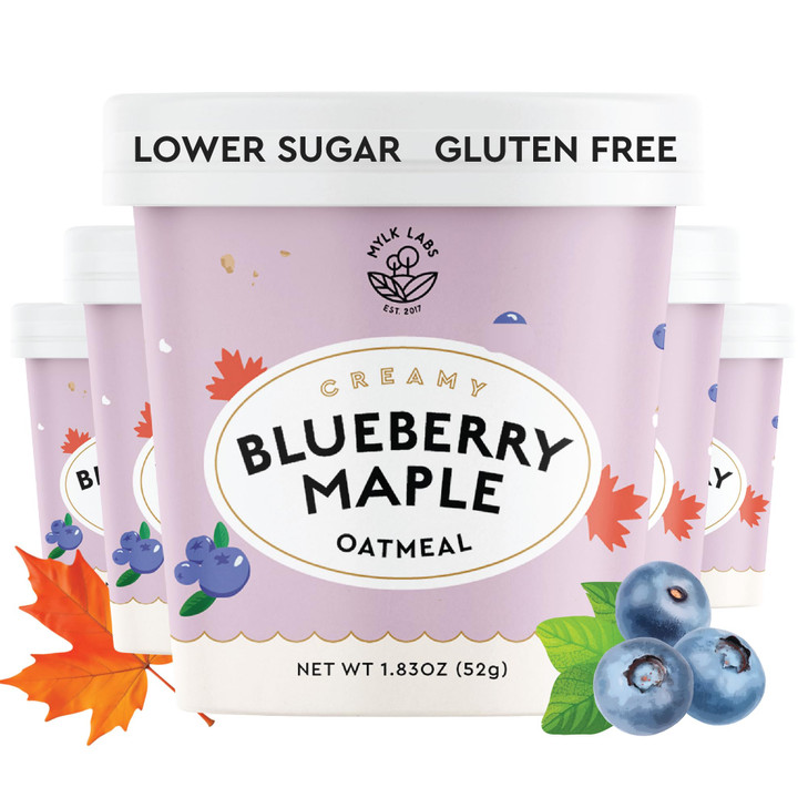 Mylk Labs Blueberry Maple Protein Oatmeal Cups Whole Grain Low Sugar High Fiber Breakfast With Low Sodium Quick And Easy On The Go Instant