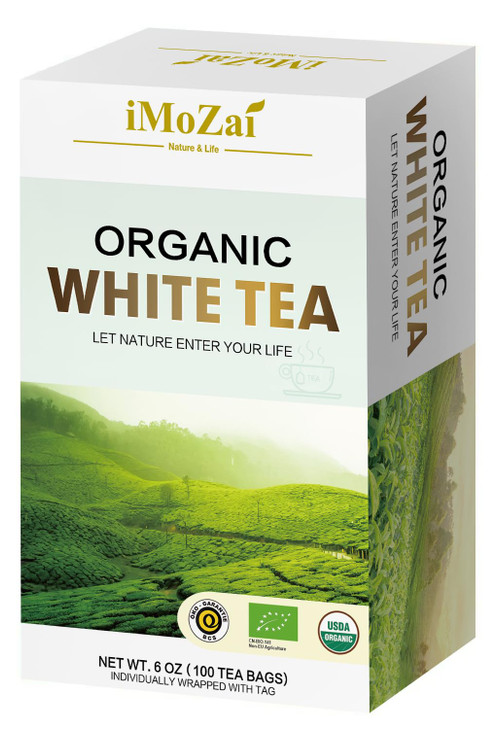 Imozai Organic White Tea Bags 100 Count Individually Wrapped