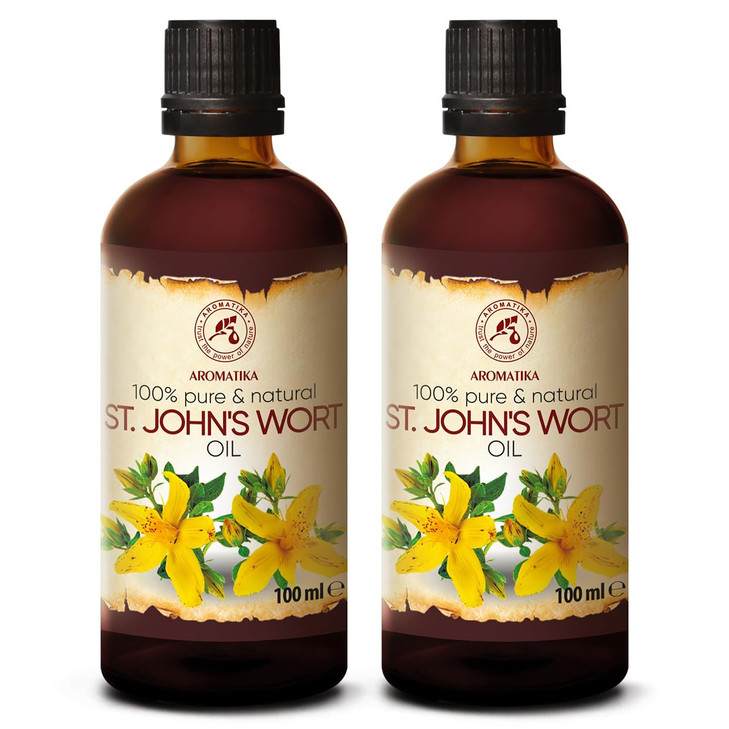 Aromatika St Johns Wort Oil 6.8 Oz 2 100Ml Hypericum Perforatum Carrier Oil For Essential Oils Oil For Skin Hair Oil Body Oil Face Oil Bath