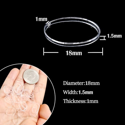 Tuuxi Clear Elastics Hair Bands 1500Pcs Mini Rubber Hairband Soften 18Mm Ponytail Holders Hairiness Ties No Damaged Accessories For Women
