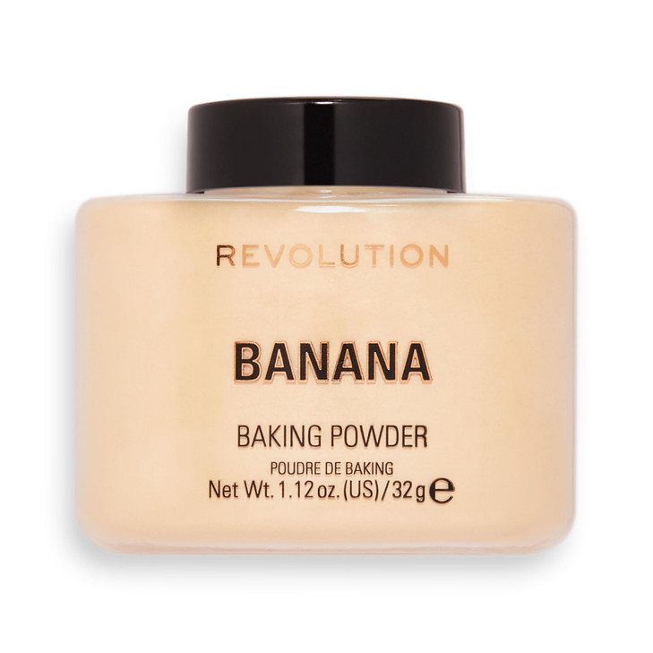 Revolution Beauty Loose Baking Powder Makeup Setting Powder Long Lasting Coverage Mattifies And Reduces Shine Banana 1.12 Oz