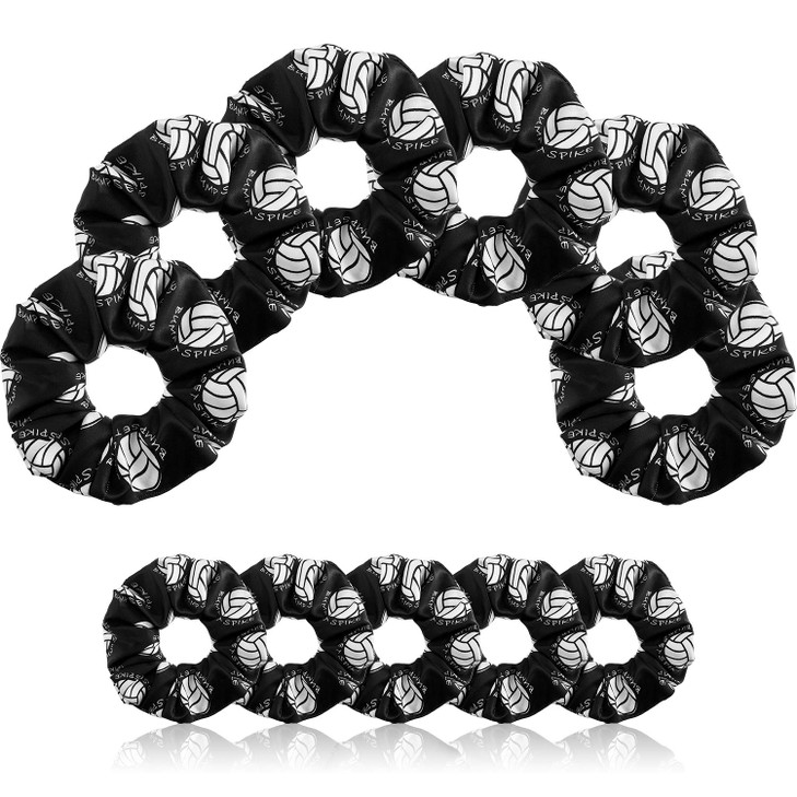 Willbond 12 Pcs Volleyball Scrunchies Hair Ties For Girls Black