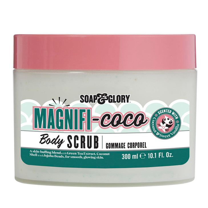Soap & Glory Magnificoco Buff and Ready Coconut Body Scrub - Smoothing & Buffing Body Scrub - Coconut Scented Body Polish - Brightening with Green Te