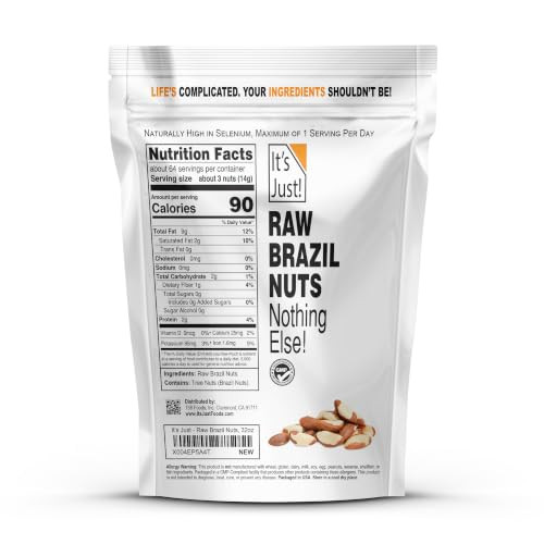 It S Just Raw Brazil Nuts 2Lb Unsalted Non Gmo Keto Friendly Vegan No Ppo Large Premium Freshly Packaged In Usa 32 Ounce