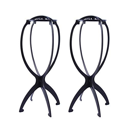 Yantaisiyu 2 Pieces Wig Stands Wig Head Stand 14.2 Inches Travel Portable Wig Holder For Multiple Wigs And Hats Black