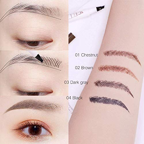 Microblading Eyebrow Pen 4 Point Eyebrow Pencil For Women Create Natural Hair Like Last All Day Makeup Kits With 3 Eyebrow Stencils 1 Brow