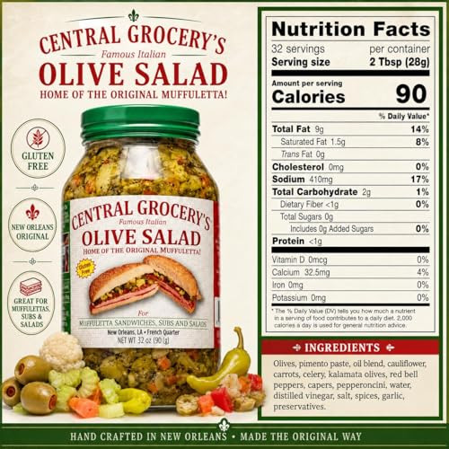 Central Grocery Olive Salad 32 Oz Pack Of 2 Authentic New Orleans Italian Olive Salad Original Muffuletta Sandwich Spread Olive Vegetable