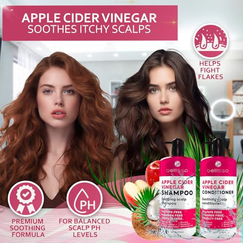 Apple Cider Vinegar Shampoo And Conditioner Set Stop Flaky And Itchy Scalp Sulfate Paraben Free Anti Dandruff Soothing Treatment For Dry
