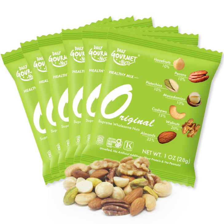 Daily Gourmet Nuts Unsalted Mixed Nuts Snack Packs Individually Wrapped Snacks Nut Snacks No Peanuts Healthy Trail Mix Individual Packs