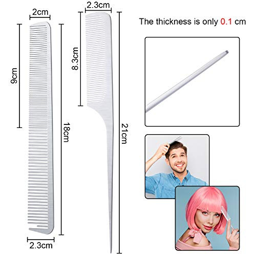 Boao 2 Pcs Metal Combs Silver Rat Tail And Fine Cutting Comb