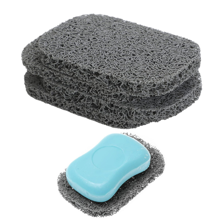 Snowkingdom 4 Pack Gray Soap Saver For Bar Soaps Draining Lift Pad 2.9 X 4.5 Pvc Non Bpa Non Slip Durable