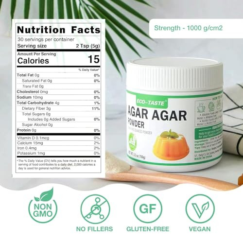 Eco Taste Agar Agar Powder 1000 Strength 5.3Oz