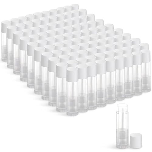 100 Sets Empty Lip Balm Tubes Bulk Round With Caps For Diy Lipstick Homemade 3 Per 16 Oz 5.5 Ml Clear Bpa Free 100 Tubes And Caps