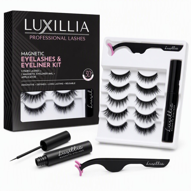 Luxillia Magnetic Eyelashes With Applicator Kit 7 Set Natural Eye Lashes