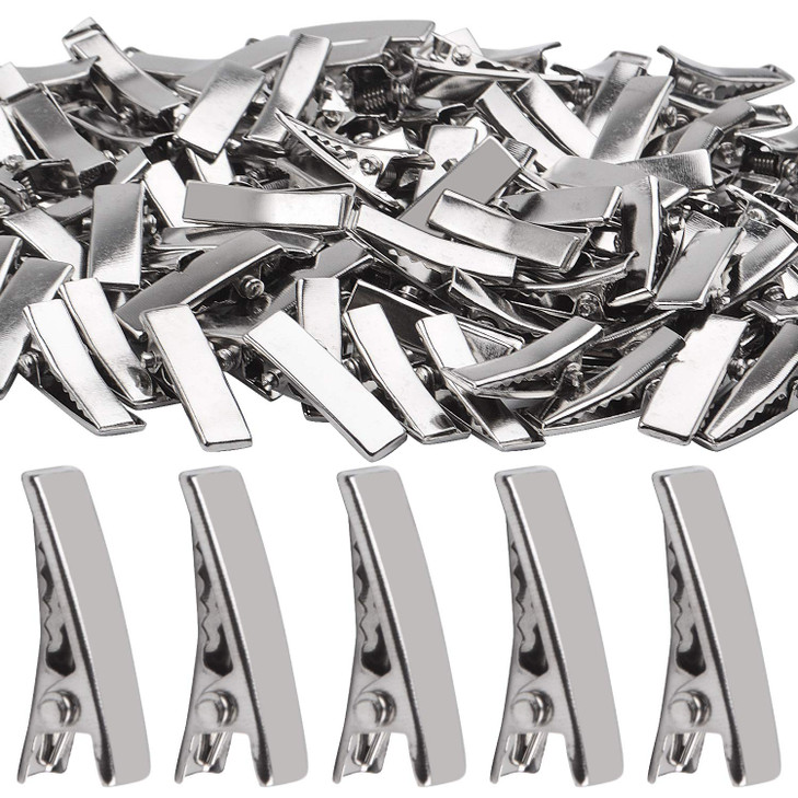 Alligator Hair Clips 100Pcs 2Cm Single Prong Duckbill Hair Clips With Teeth Flat Top Crocodile Hair Pins Barrette For Hairbow Accessory
