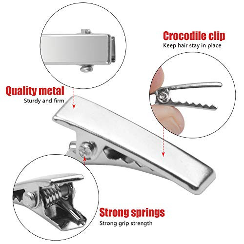 Alligator Hair Clips 100Pcs 2Cm Single Prong Duckbill Hair Clips With Teeth Flat Top Crocodile Hair Pins Barrette For Hairbow Accessory