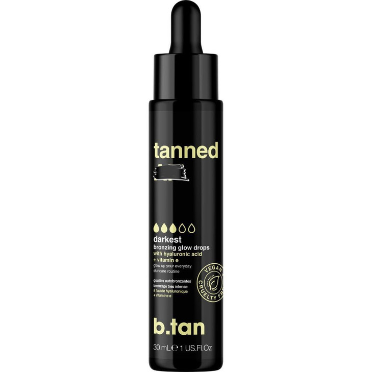 b.tan Darkest Self Tanning Drops for Face & Body | Get Tanned - Best, Darkest Gradual Self Tanner Bronzing Glow Drops, No Fake Tan Smell, Vegan, Crue