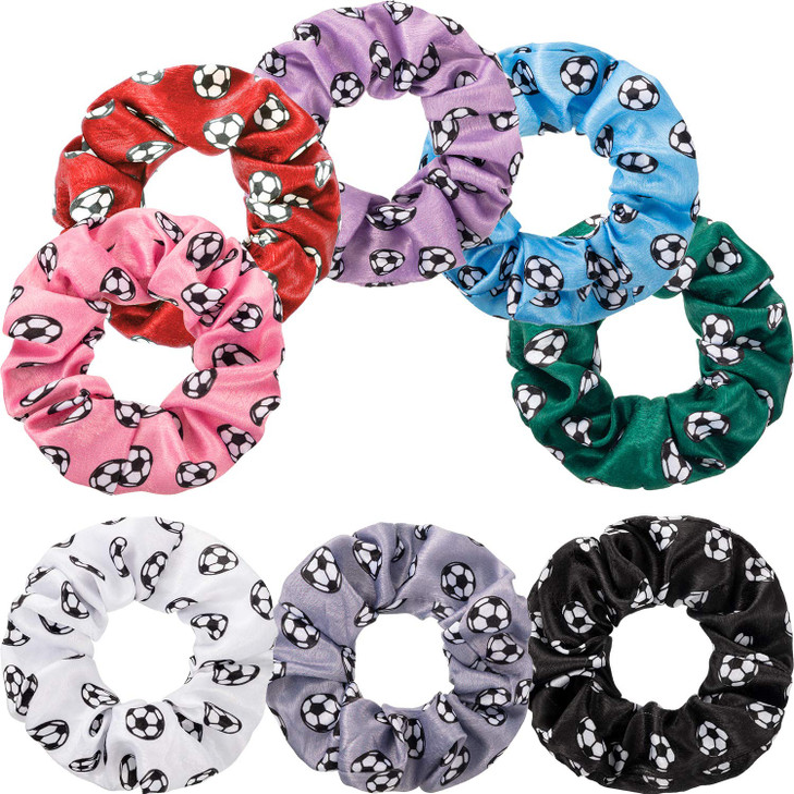 Willbond 8 Pcs Soccer Hair Scrunchies Colorful Soccer For Girls