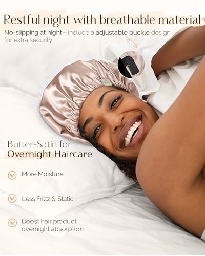 Yanibest Satin Bonnet For Sleeping Women Men Adjustable Hair Bonnet
