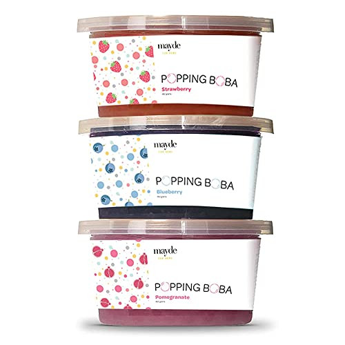 Mayde Popping Boba Pearls 3 Flavors 490G 3 Pack Party Kit Vegetarian