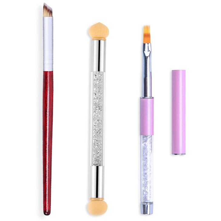 Silpecwee 3Pcs Ombre Nail Brush Set Nail Art Sponge Manicrue Brushes